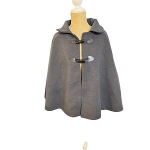 Classic Grey Wool Blend Toggle‎ Cloak Capelet Collar Layering Boho Indie Granola